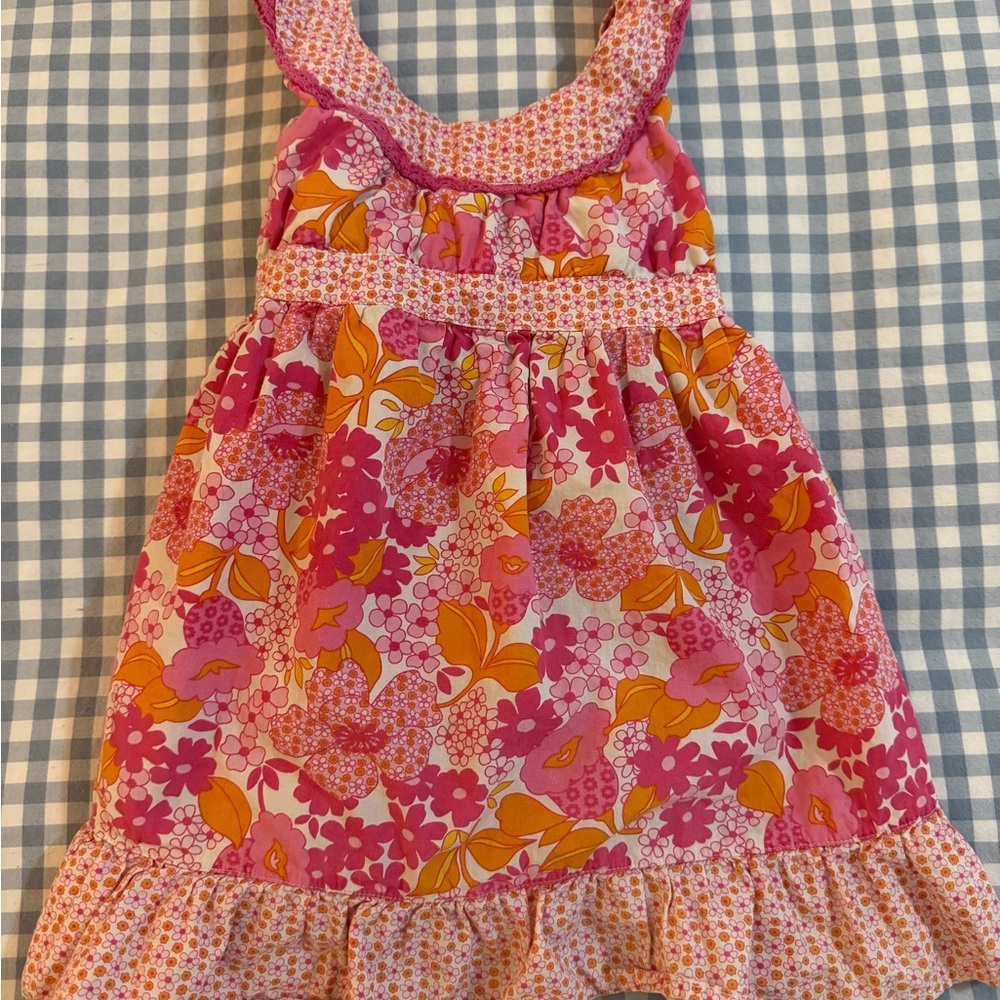 Zoey Girl Floral Dress in Pink and Orange